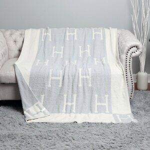 H Patterned Reversible Throw Blanket